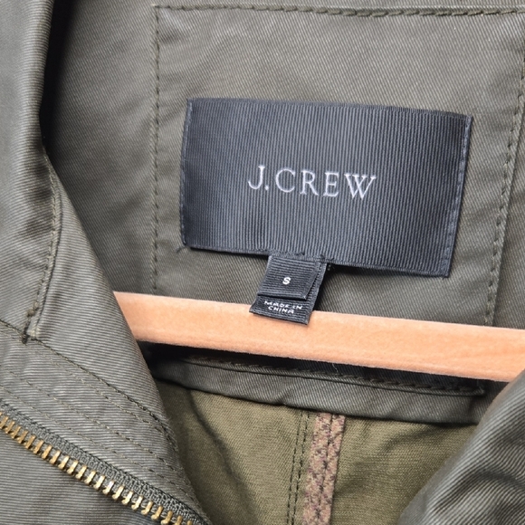 J. Crew Dark Green Utility Field Jacket with Gold Button Snaps Size Small - Picture 2 of 8